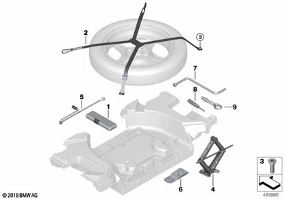 Gato de articulación de manivela para BMW X3 F97, G01, X4 F98, G02, X5 E53, E70, E70N, F15, F85, X6 E71, E72, F16, F86 (OEM 71126756310). Original BMW
