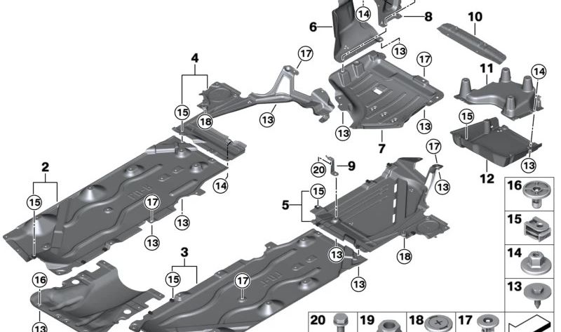 Protector inferior lateral izquierdo OEM 51757290803 para BMW F40, F44, F45, F45N, F46, F46N, F48, F48N, F49, F49N, F39 y MINI F54, F54N, F55, F55N, F56, F56N, F57, F57N, F60, F60N, F65, F66. Original BMW y MINI.