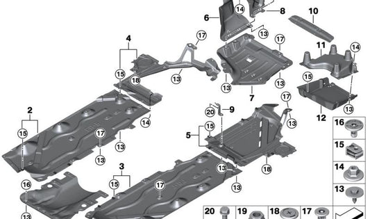 Left side protector OEM 51757290803 for BMW F40, F44, F45, F45N, F46, F46N, F48, F48N, F49, F49N, F39 and MINI F54, F54N, F55, F55N, F56, F56N, F57, F57N, F57N, F57N, F57N, F57N, F57N, F57N, F57N, F57N F60N, F65, F66. Original BMW und Mini.