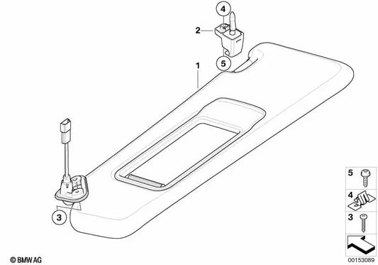 Stoff Parasol Visier mit dem rechten Spiegel für BMW E90, E90N, E91, E91N (OEM 51166981650). Original BMW