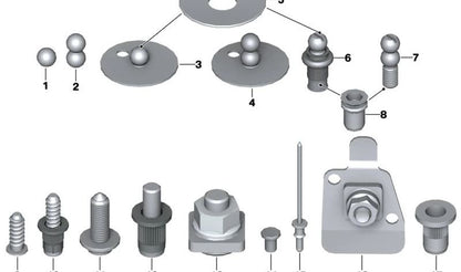 Perno de rosca gruesa para BMW Serie 1 F20, F21, F40, F52, Serie 2 F22, F23, F44, F45, F46, F87, G42, G87, U06, Serie 3 F30, F31, F34, F35, F80, G20, G21, G28, G80, G81, Serie 4 F32, F33, F36, F82, F83, G22, G23, G26, G82, G83, Serie 5 F10, F18, F90, G30,