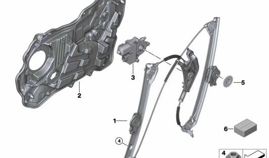 Soporte interior puerta trasera derecha OEM 51487424982 para BMW G32 y G32N. Pieza original BMW.