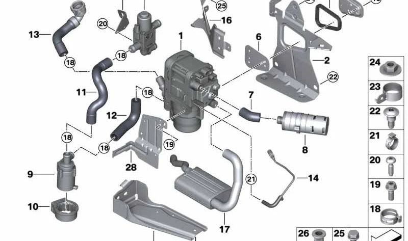 Manguera de refrigerante OEM 64126835262 para BMW G20, G21, G22, G23, G26. Original BMW.