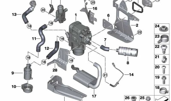 Manguera de refrigerante OEM 64126835262 para BMW G20, G21, G22, G23, G26. Original BMW.