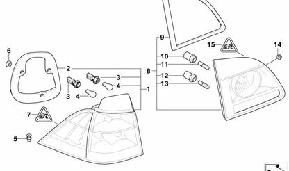 Junta de piloto trasero izquierdo (maletero) OEM 63217186765 para BMW E61. Asegura el sellado contra filtraciones de agua. Original BMW.
