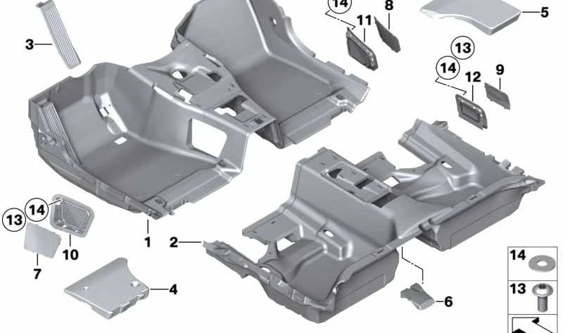 Alfombrilla delantera izquierda OEM 51477066979 para BMW E81, E82, E87, E87N, E88, E90, E90N, E91, E91N, E92, E92N, E93, E93N, E84. Original BMW.