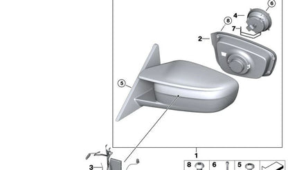Motor del retrovisor exterior OEM 67139447234 para BMW F20, F20N, F21, F21N, F22, F22N, F23, F23N, G42, G87, F30, F30N, F31, F31N, F35, F35N, G20, G20N, G21, G21N, G28, G28N, G80, G81, G22, G23, G26, G26E, G82, G83, F39. Original BMW.