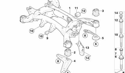 Brazo de refuerzo trasero derecho OEM 33326770980 para BMW E70, E71, E72 (Modelos X5, X6). Original BMW