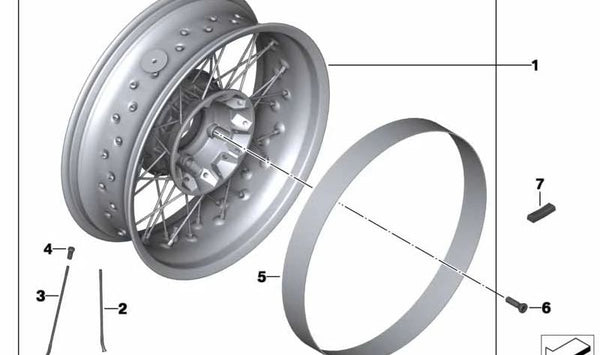 Rueda de radios plata trasera OEM 36318546288 para BMW Motorrad R1200 R (K27). Original BMW Motorrad.