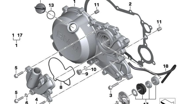 Tapa de embrague OEM 11149443334 para BMW Motorrad R 18, R 18 Classic, R 18 B, R 18 Transcontinental. Original BMW Motorrad.