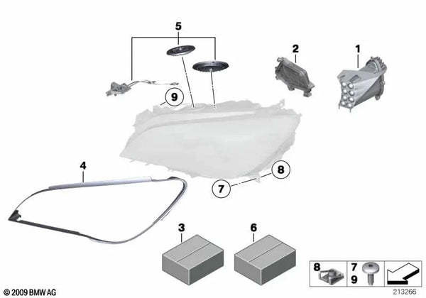 Inserto de luz intermitente derecha para BMW Serie 7 F01, F02, F04 (OEM 63117225232). Original BMW