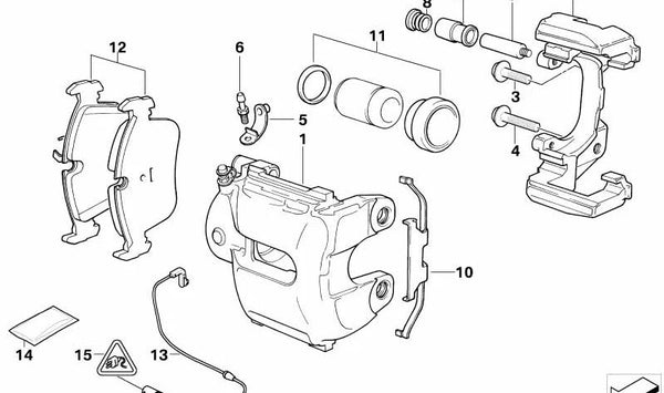 Carcasa de pinza de freno izquierda para BMW E60, E61, E63, E64, E65, E66 (OEM 34116768067). Original BMW