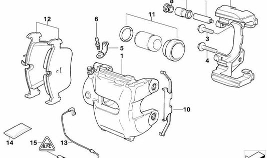 Soporte pinza de freno delantero OEM 34116768066 para BMW E60, E61, E63, E64, E65, E66. Original BMW.