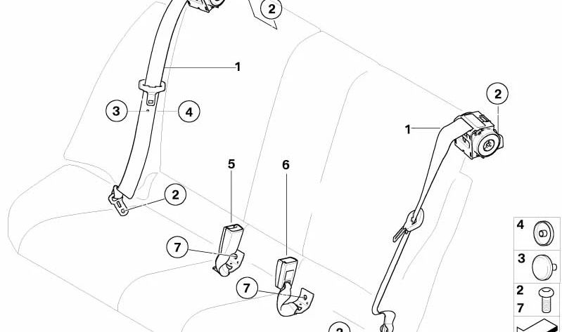 OEM Heck -Sicherheitsgurt 72119128866 für BMW E92 (316i, 318i, 320d). Original BMW Stück.