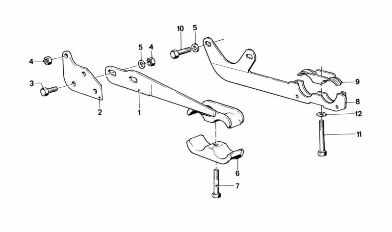 Soporte del sistema de escape OEM 18211175777 para BMW E28 y E24. Pieza original BMW.