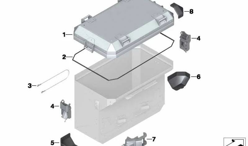 Tapa del maletero completa OEM 71607695789 para BMW R 1200 GS Adventure, F 800 GS, F 800 GS Adventure... y más. Original BMW Motorrad.