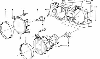 Unidad de faro antiniebla izquierda para BMW E24 (OEM 63121385813). Original BMW