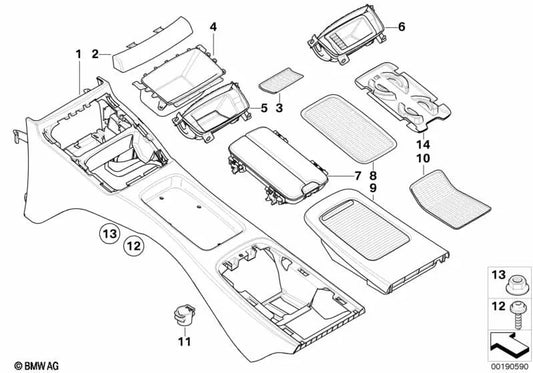 Console traseiro para BMW E92, E92N, E93, E93N (OEM 51166963899). BMW originais.