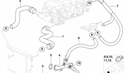 Tubo flexible de agua OEM 11537500331 para BMW Serie 3 E36 316i. Original BMW.