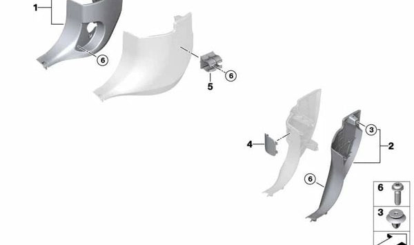 Panel inferior izquierdo del salpicadero OEM 51437413839 para MINI F60 (Cooper, Cooper ALL4) modelos de 2016 a 2024. Pieza original MINI.