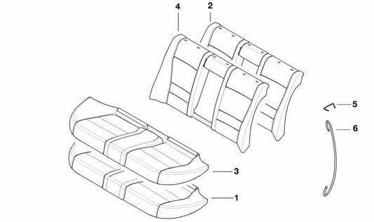 Cojín respaldo asiento trasero OEM 52208159681 para BMW E39 520d, 520i (modelos con motor M47, M52, M54). Compatible con versiones manuales y automáticas. Original BMW.