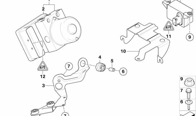 Soporte bomba hidráulica OEM 34516757901 para BMW E85. Original BMW.