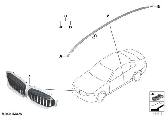 Front Decorative Grille for BMW G20N, G21N, G28N (OEM 51115A1BFA6). Original BMW