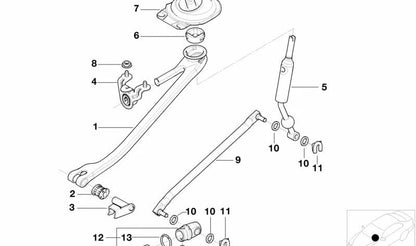 Perno de soporte (Lagerbolzen) OEM 25111222375 para BMW E34, E39, E38, E31, E53, E52. Original BMW.