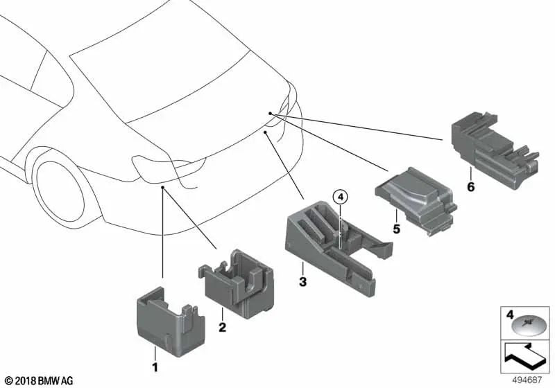 Supporto dispositivo BMW Serie 5 G30, G31, Serie 6 G32, serie 7 G11, G12, serie 8 G14, G15, G16, X5 G05 (OEM 61139358436). BMW originale.