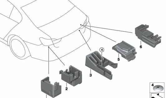 Soporte de dispositivo OEM 61357449555 para BMW G32 620d, 620d xDrive, 630d. Compatible con modelos fabricados entre 2017 y 2024. Original BMW.