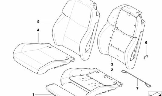 Funda de asiento de cuero derecha OEM 52108038624 para BMW E93 M3 (WL91, WL92, DX91, DX92). Color rojo zorro (fuchsrot). Original BMW.