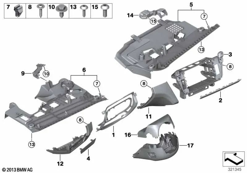 Revestimento i-tafel esquerdo para BMW F06, F12, F13 (OEM 51459197683). BMW original.