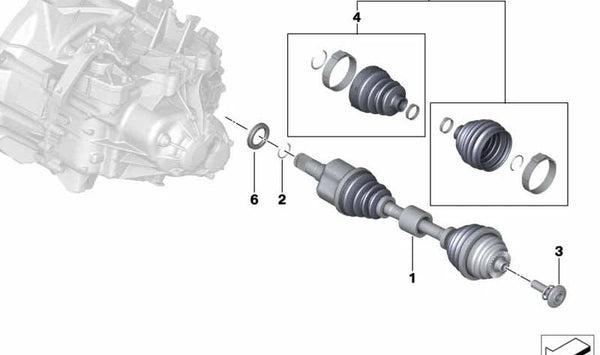 Palier izquierdo OEM 31605A2E011 para BMW F40, F44, F45, F46, F48, F39 y MINI F54, F60. Original BMW y MINI.