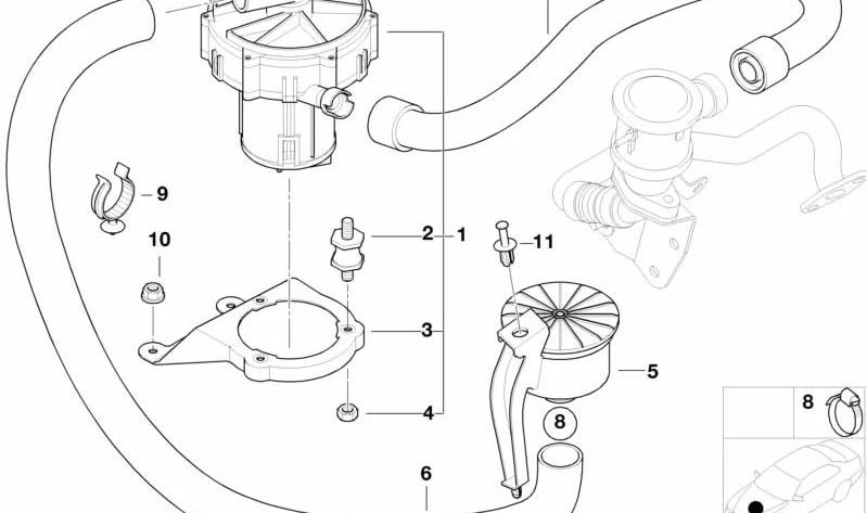 Tubería de presión sistema secundario OEM 11721715051 para BMW E46. Original BMW.