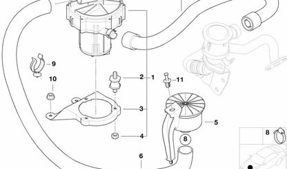 Tubería de presión sistema secundario OEM 11721715051 para BMW E46. Original BMW.