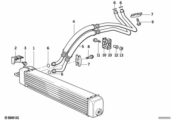 Tubería de refrigeración de aceite escape OEM 17222244645 para BMW E36 325td. Original BMW.