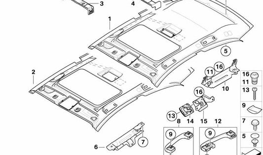 Asa de techo trasera derecha OEM 51167312182 para BMW E81, E87. Original BMW.