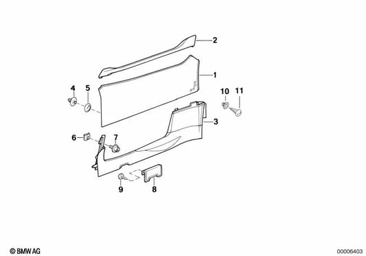 Lower Left Trim for BMW E46, F30, F80 (OEM 51432291313). Original BMW.