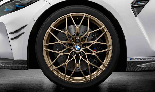 Juego completo de llantas M Performance cruzadas modelo 1000 OEM 36115A072C5 para BMW G87, G80, G81, G82, G83, E28, E24. Original BMW.