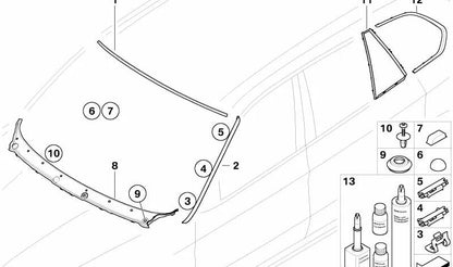 Moldura ventanilla lateral trasera derecha para BMW X5 E70 (OEM 51367163072). Original BMW.
