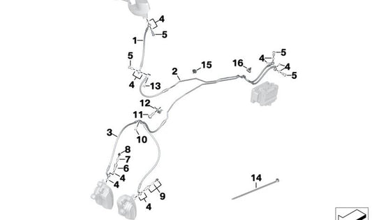 Soporte tubería de freno OEM 34329445138 para motos BMW R18, R18 Classic. Original BMW Motorrad.