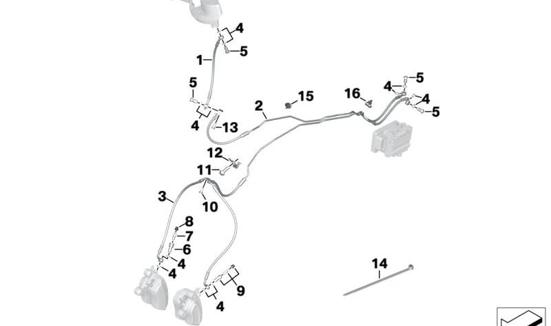 Conducto de freno delantero OEM 34328414933 para motos BMW R 18, R 18 Classic. Original BMW Motorrad.