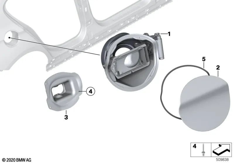 Primed fuel tank cap for BMW F87, F87N (OEM 51178068243). Original BMW