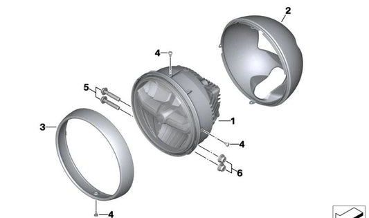Tampa do farol Manhattan cromado fosco OEM 63177914875 para BMW Motorrad R nineT Scrambler (K23). Originais BMW Motorrad.