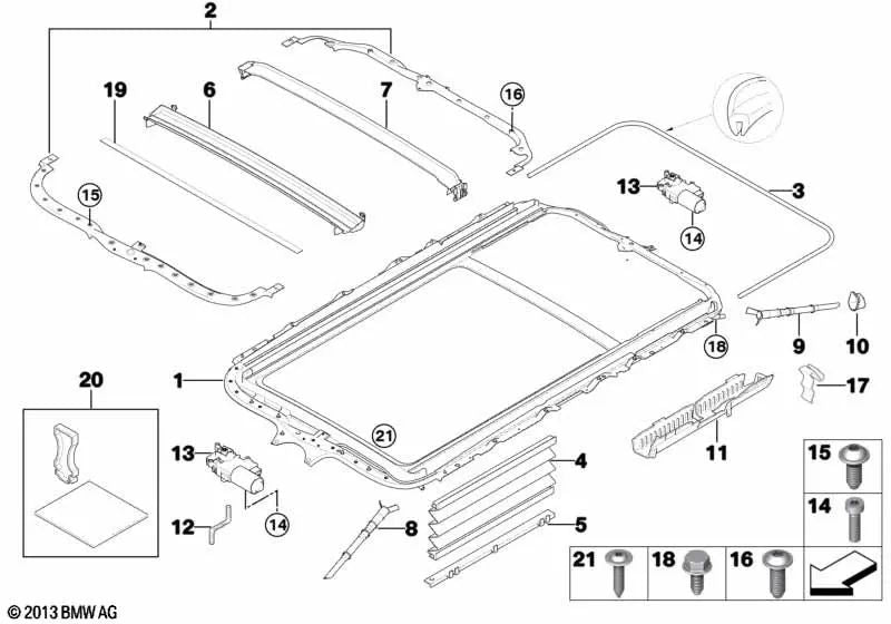 Screw for BMW 3 Series E91, E91N, 5 Series E61, E61N, X3 E83, E83N, X5 E53 (OEM 54107198612). Original BMW.