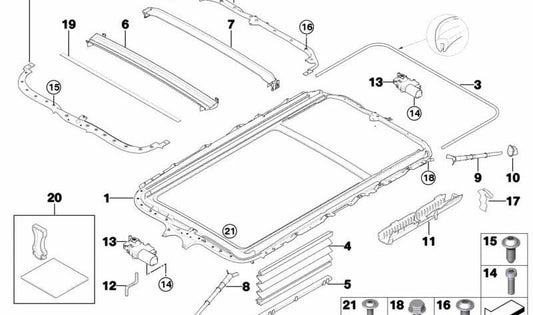 Canaleta vierteaguas trasera OEM 54137127568 para BMW E91, E91 LCI, E61, E61 LCI, X5 E53. Original BMW.