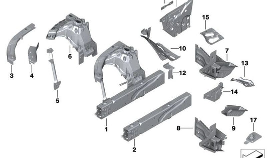 Cubierta interior paso de rueda trasera izquierda OEM 41007486639 para BMW Serie 2 {G42, G87}, Serie 3 {G20, G20N, G21, G21N, G28, G28N, G80, G80N, G81, G81N}, Serie 4 {G22, G22N, G23, G23N, G26, G26E, G26F, G26N, G82, G82N, G83, G83N}. Original BMW.