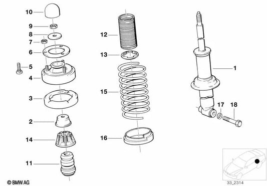 Coil spring for BMW 7 Series E32 (OEM 33532226188). Genuine BMW.