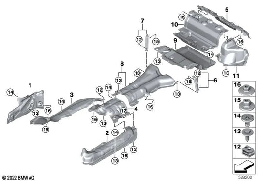 Tank Heat Insulation Support for BMW 2 Series G42, G87, 3 Series G20, G20N, G21, G21N, G80, G81, 4 Series G22, G23, G26, G82, G83 (OEM 51487447183). Original BMW