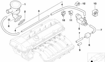 Valvola di ritenzione OEM 11727553063 per BMW E46 320CI (modelli motori M54, manuale o automatico, 2000-2006). BMW originale.